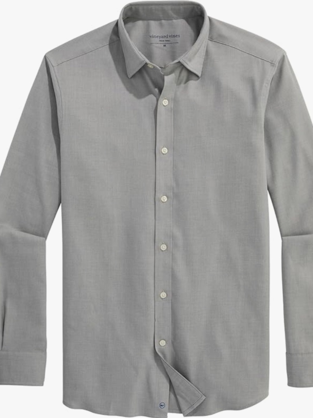 vineyard vines Men's Huntington Heathered Solid Tech Twill Shirt grey L nwt